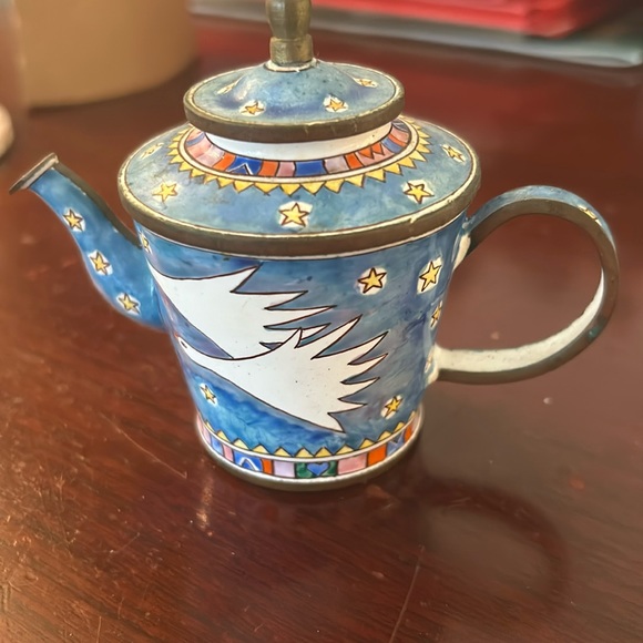 Vintage 1996 Charlotte D Vida flight of the geese enamel teapot - Picture 3 of 6